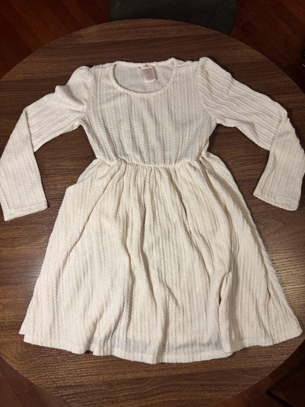 Emma & Elsa Girls Cable Knit Long Sleeve Dress  Soft and cozy cream/off-white ca
